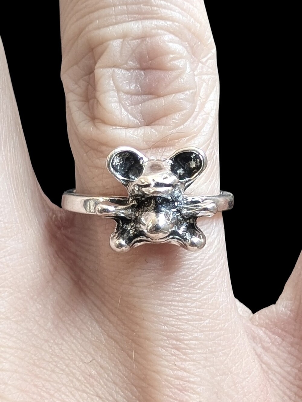 NWT Goth Punk Silver Gummy Bear Ring Size 6